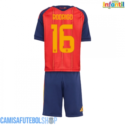 Camisa de time de futebol Espanha Rodri Hernandez #16 Replicas 1º Equipamento Infantil Mundo 2026 Manga Curta (+ Calças curtas)